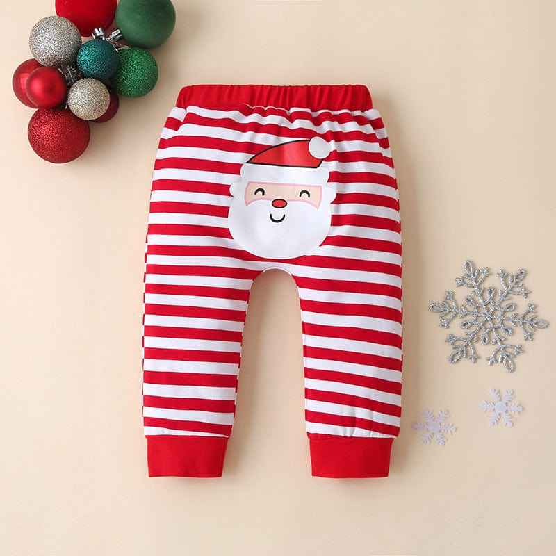 Autumn Baby Children's Christmas Long-Sleeved Three-Piece Suit New Striped Pants Detachable Hat Romper Suit