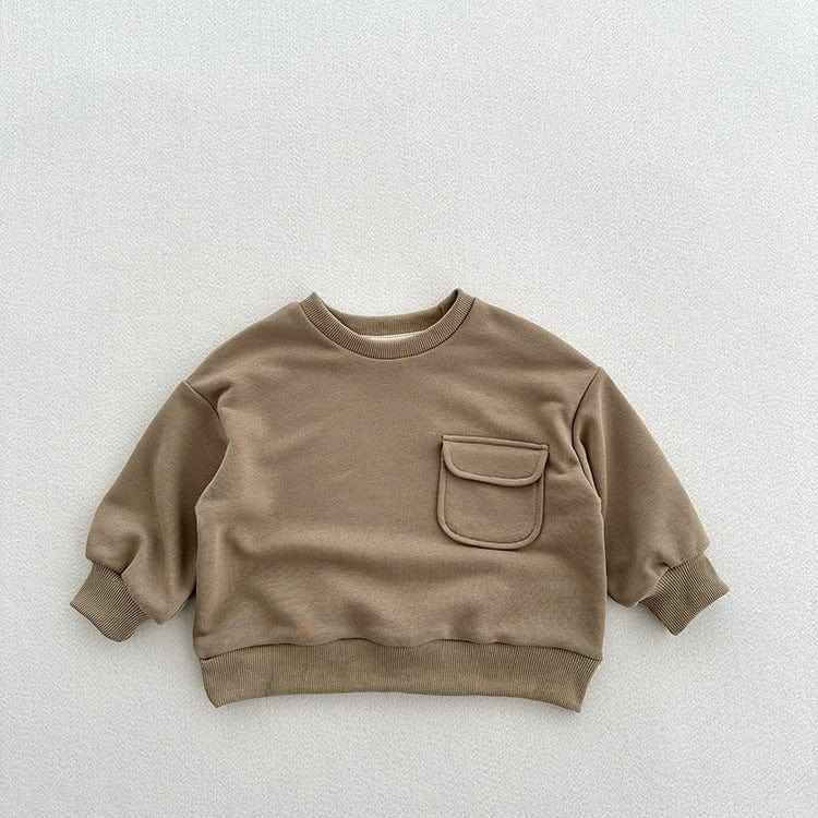 Arrival Kids Unisex Soft Comfortable Long Sleeves Solid Color Top Casual Pullover