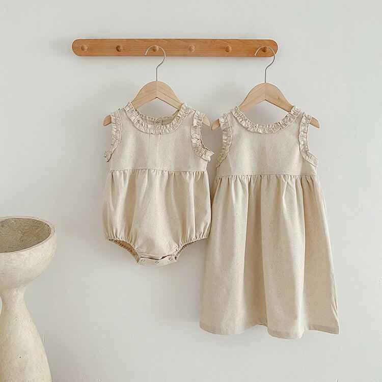 Baby Girl Vest Romper Tree Fungus-like Lacework Mori Style Princess Dress