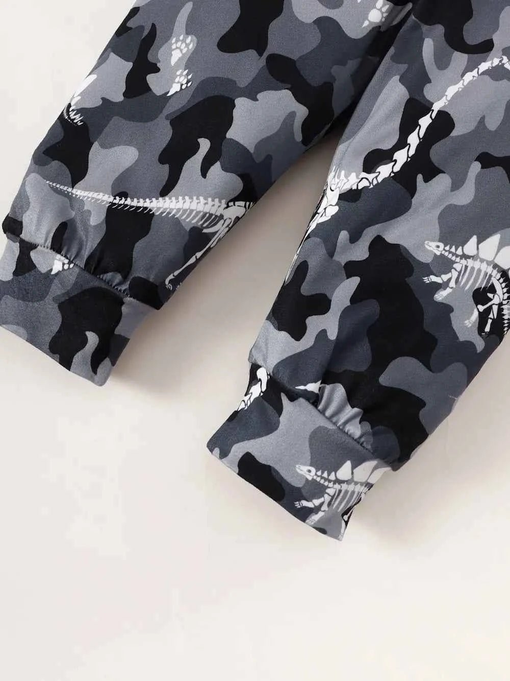 Children's Striped Hooded Bodysuit and Camouflage Pants Set