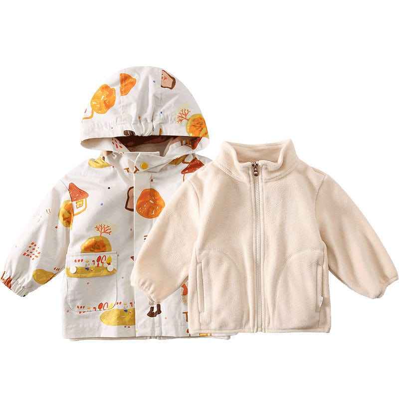 Children's Clothing Autumn Coat Autumn 3 In 1 Two-Piece Set Of Polar Fleece Inner Liner Girls Top