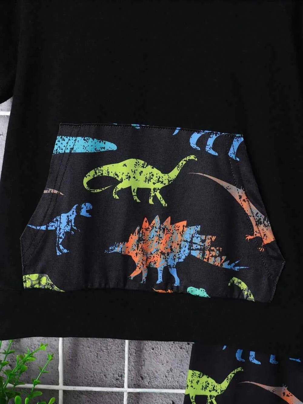 Children's Dinosaur Short Sleeve Hooded Top and Pants Set