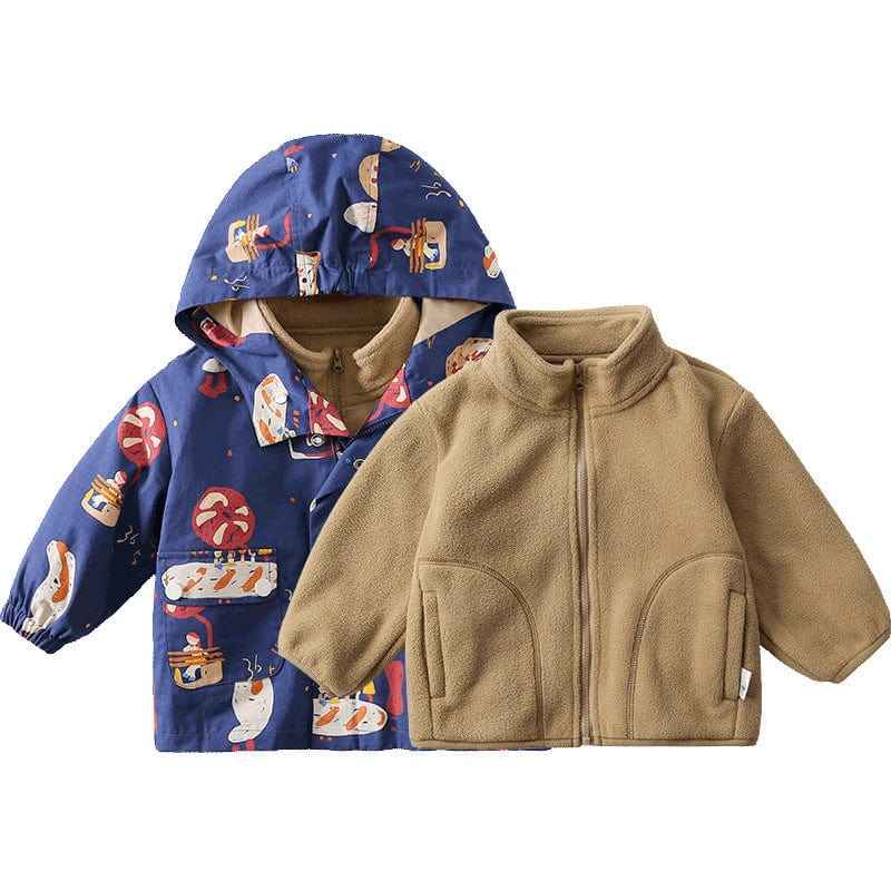 Children's Clothing Autumn Coat Autumn 3 In 1 Two-Piece Set Of Polar Fleece Inner Liner Girls Top