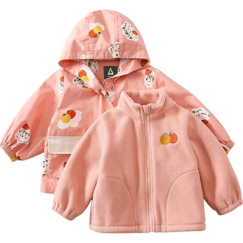 Children's Clothing Autumn Coat Autumn 3 In 1 Two-Piece Set Of Polar Fleece Inner Liner Girls Top