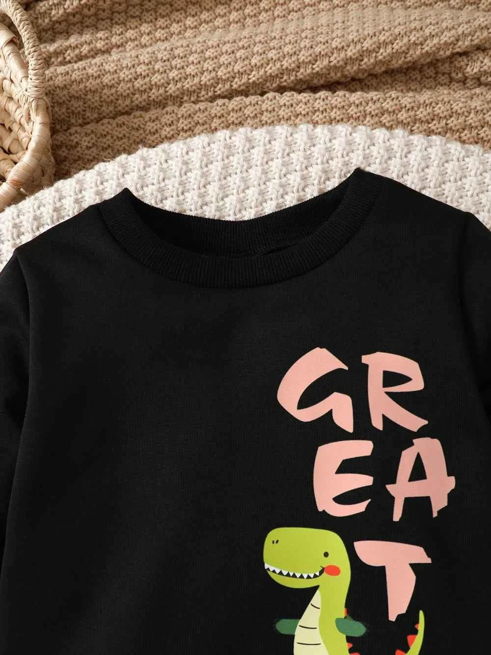 Children's Dinosaur Graphic Sweatshirt and Pants Set