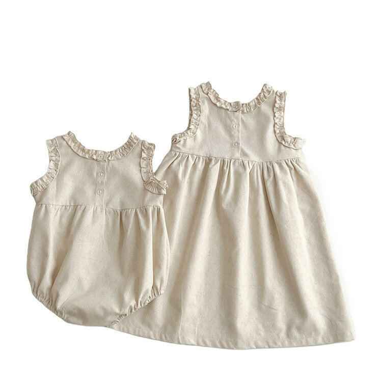 Baby Girl Vest Romper Tree Fungus-like Lacework Mori Style Princess Dress