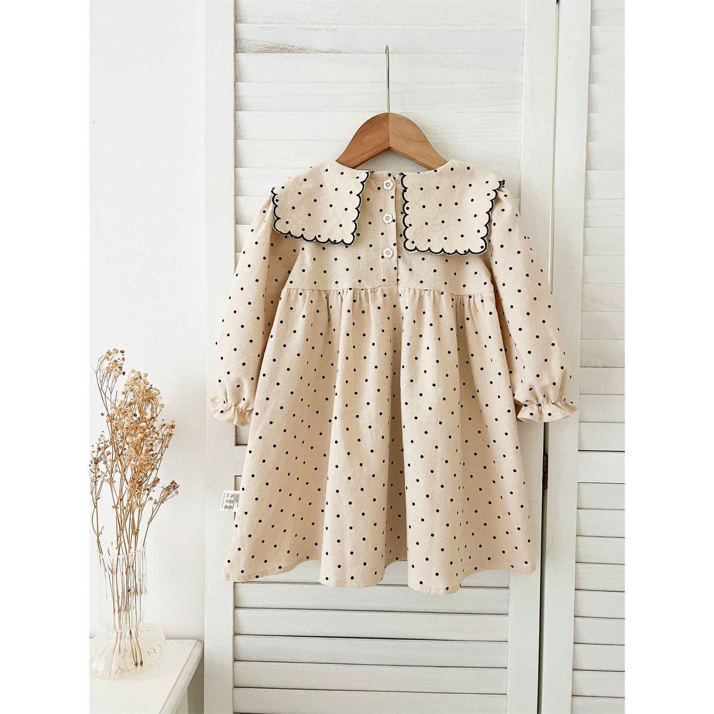 Arrival Baby Girls Long Sleeves Dots Pattern Dress