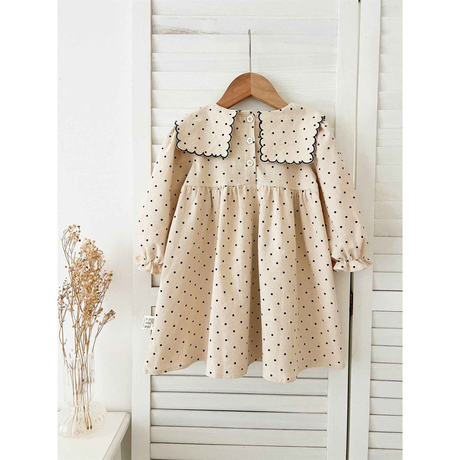 Arrival Baby Girls Long Sleeves Dots Pattern Dress