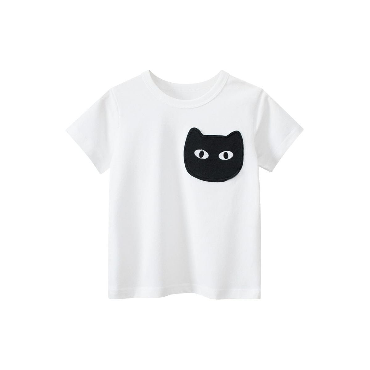 Cat Face Cartoon Pattern Girls T-Shirt In European And American Style For Summer-1