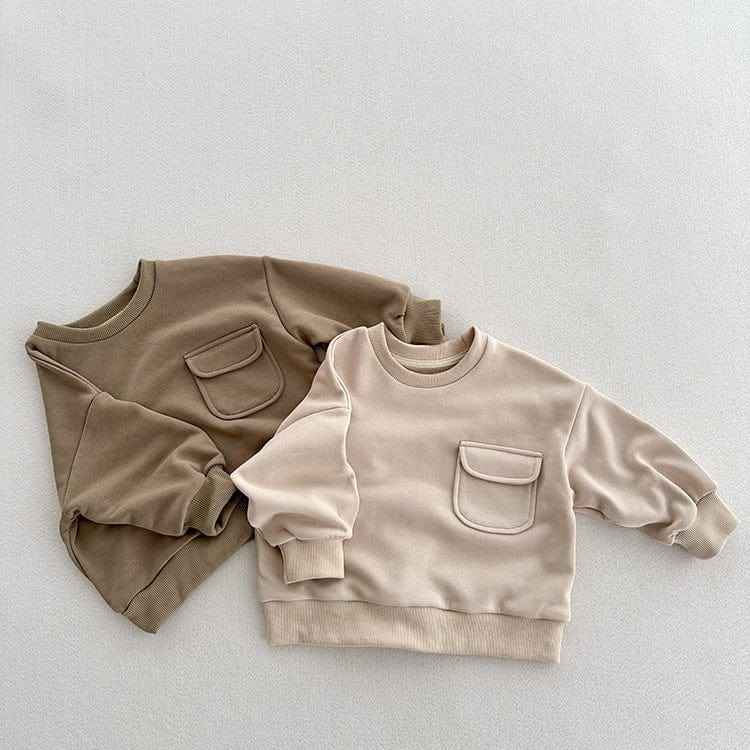 Arrival Kids Unisex Soft Comfortable Long Sleeves Solid Color Top Casual Pullover