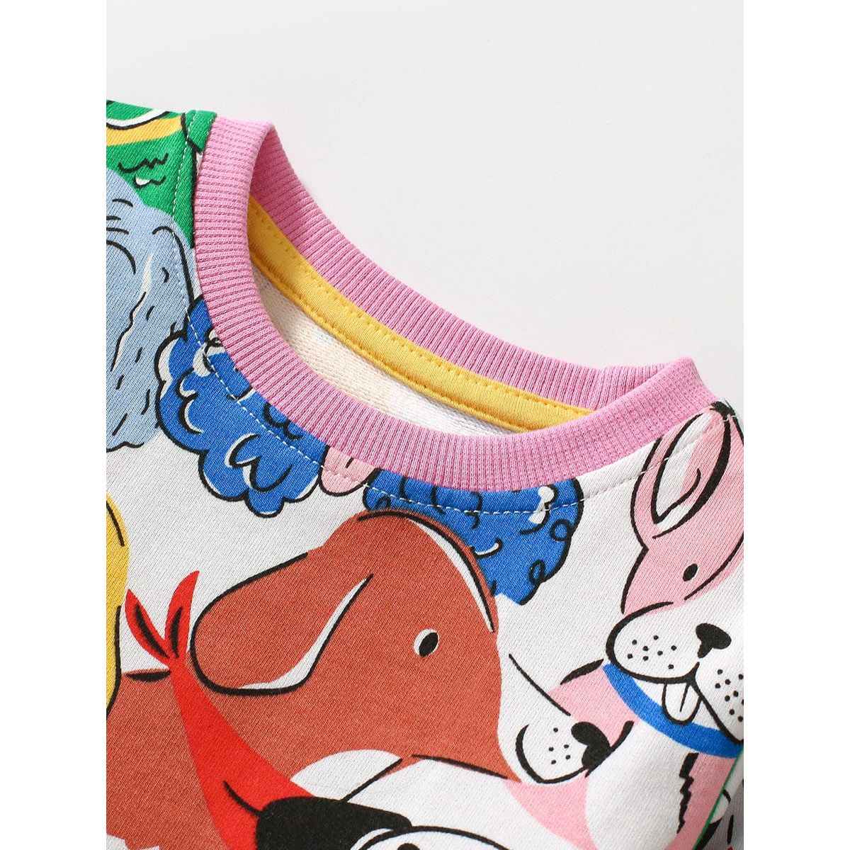 Design Autumn Girls Vivid Colorful Dogs Pattern Dress