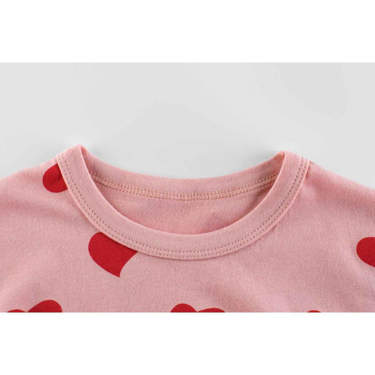Baby Girls Heart Print Round Collar Short-Sleeved Tee Shirts