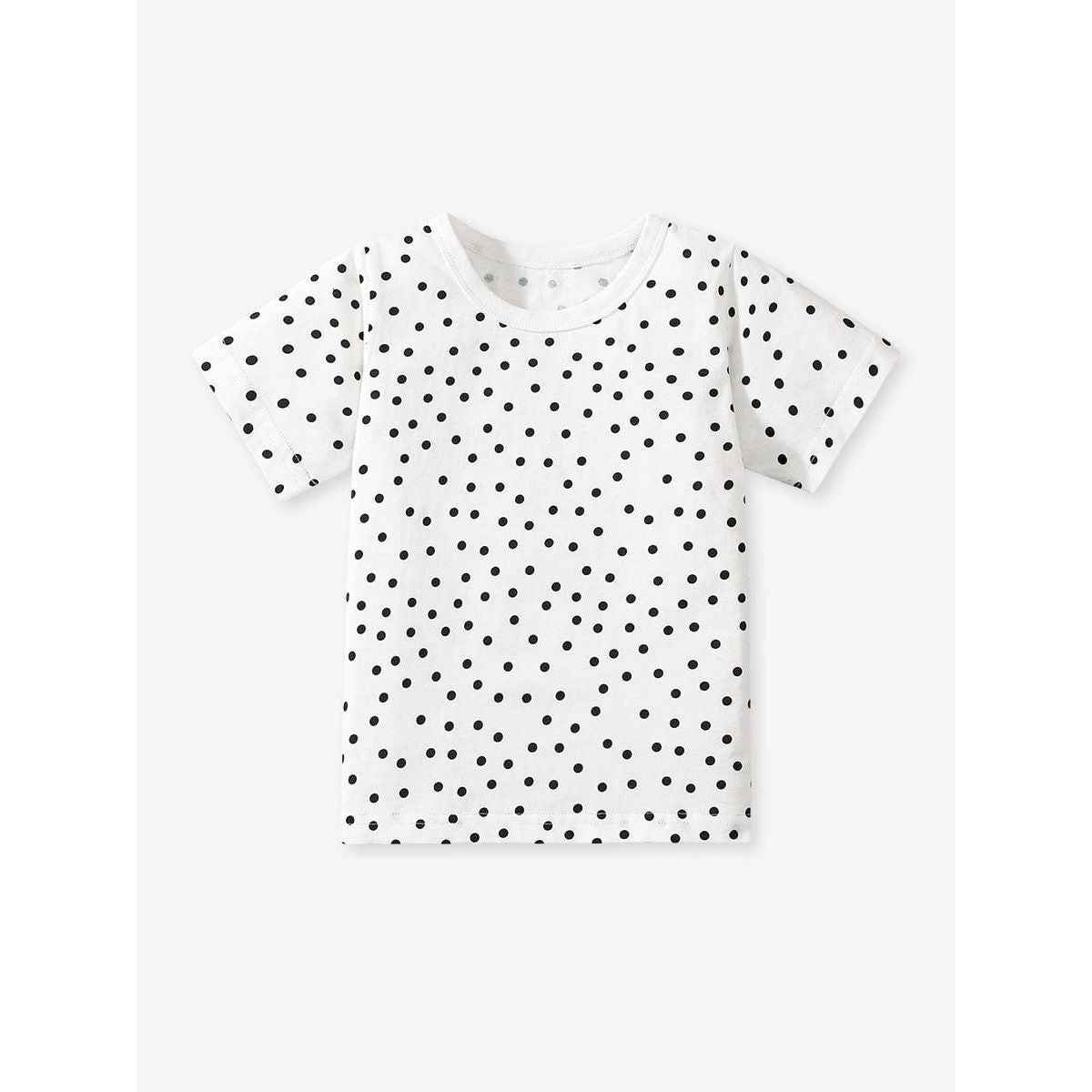 Girls’ Dots Cartoon Pattern Short Sleeves T-shirt in European and American Style for Summer