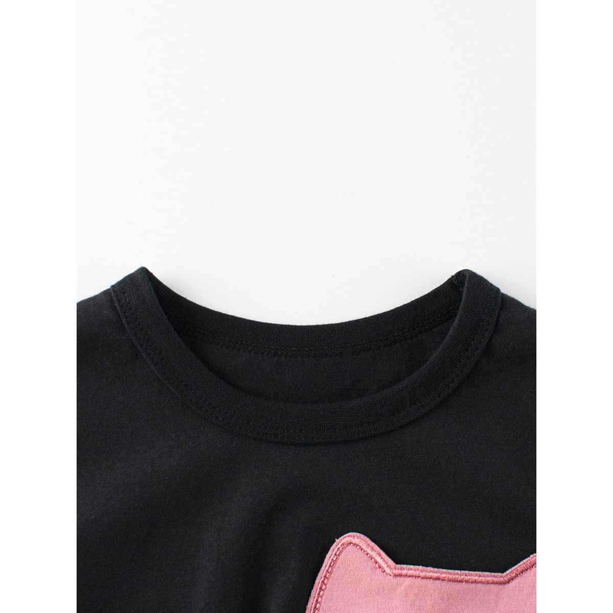 Cat Face Cartoon Pattern Girls T-Shirt In European And American Style For Summer