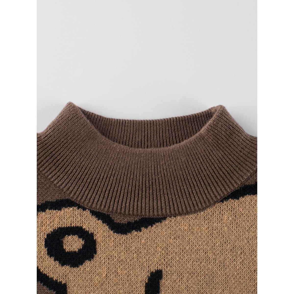 Baby Boys Teddy Bears Confusing Cartoon Mock Neck Long Sleeve Pullover