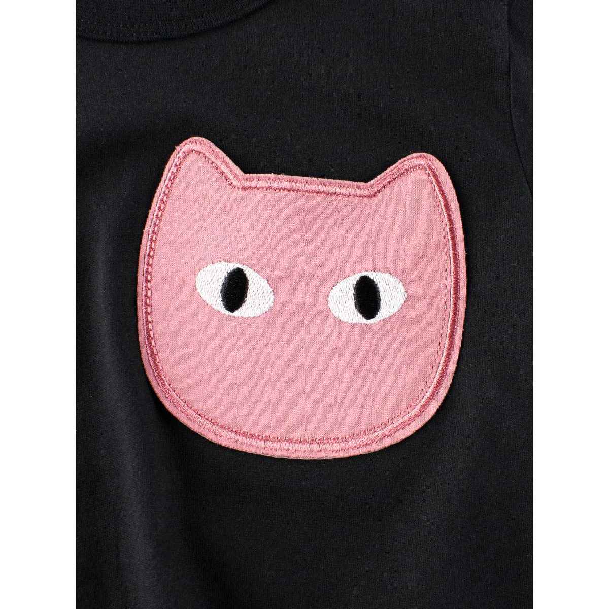 Cat Face Cartoon Pattern Girls T-Shirt In European And American Style For Summer