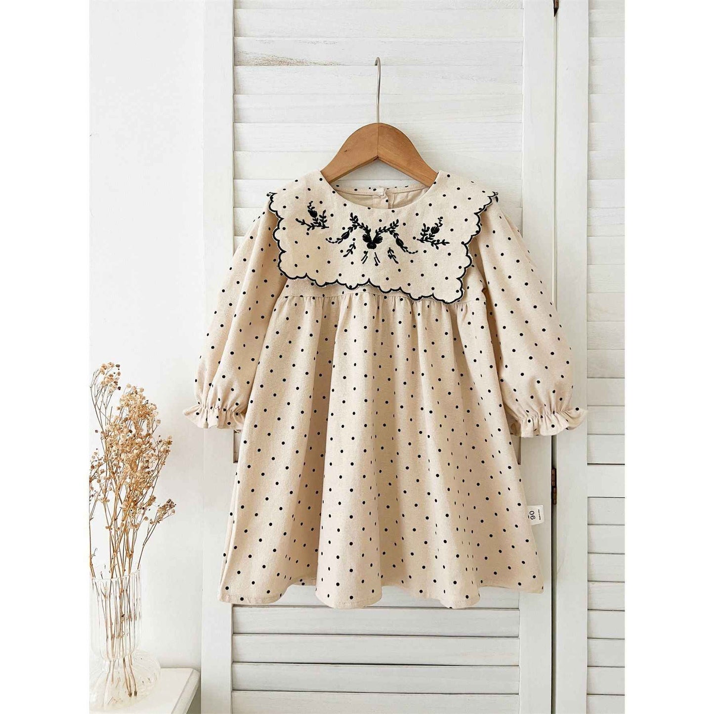 Arrival Baby Girls Long Sleeves Dots Pattern Dress