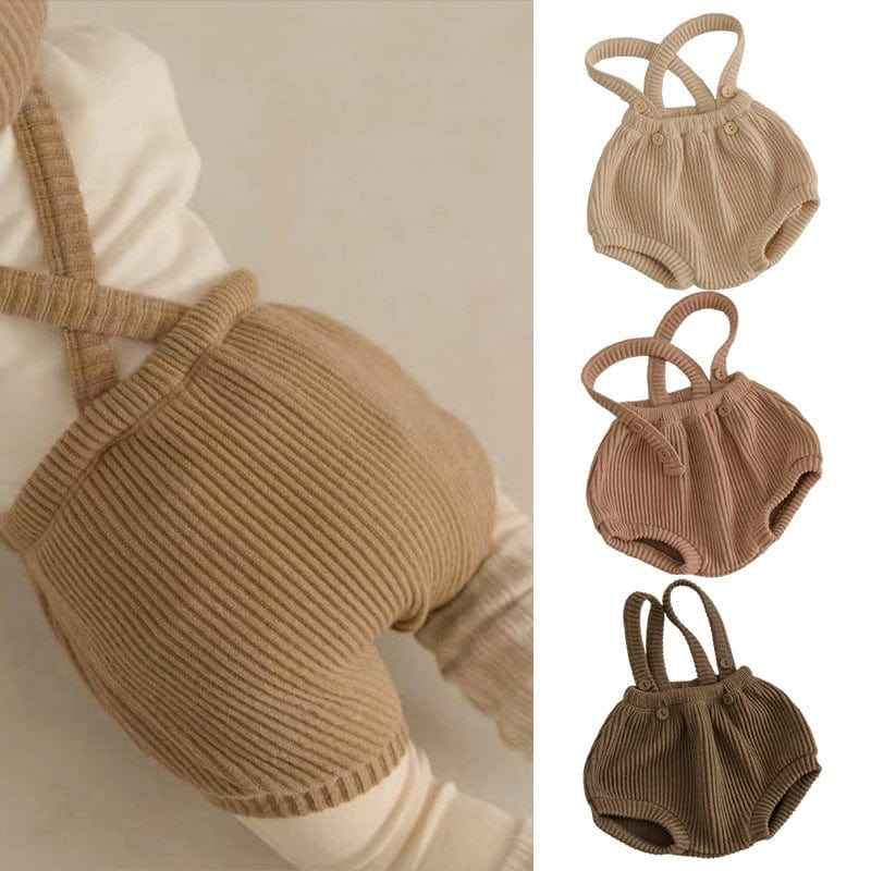 Infant Baby Kids Boys And Girls 3-Color Solid Color Simple Strap Overalls